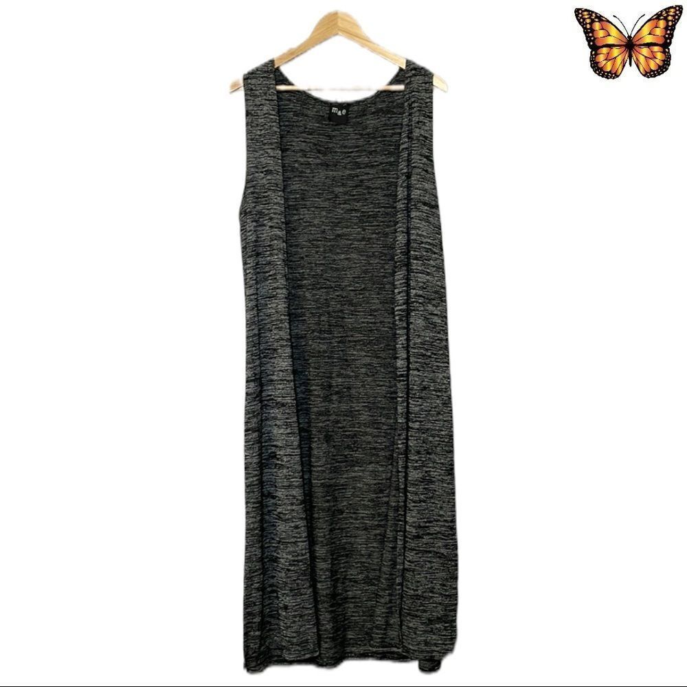 M & E Sleeveless Duster Cardigan Size Small